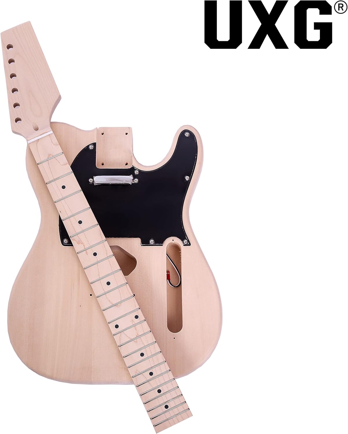 ST Style DIY Electric Guitar Kits,Paulownia Body,Maple Neck and Composite Ebony Fingerboard, S-S-S Pickup Configuration，Natural