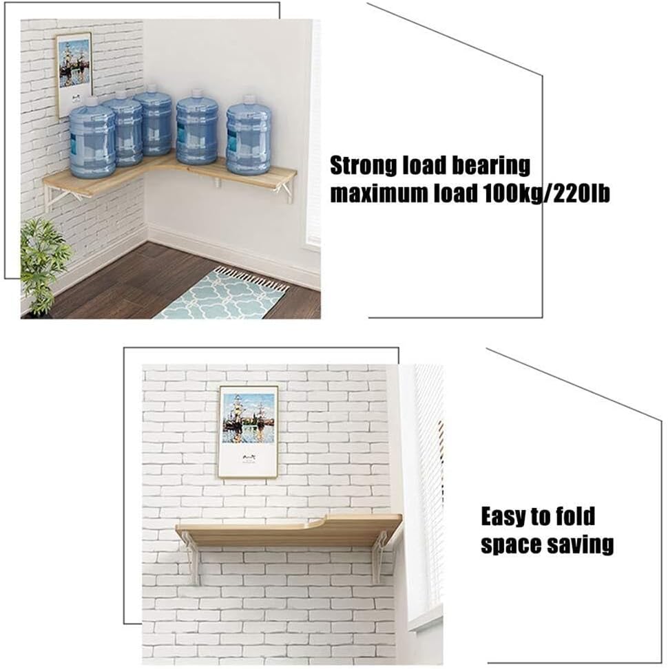 Wall-Mounted Folding Drop-Leaf Table, Space-Saving Corner Computer Desk, Study, Kitchen, Workbench, Easy Assembly, Multi-Function(Creamywhite,120 * 70 * 50cm)