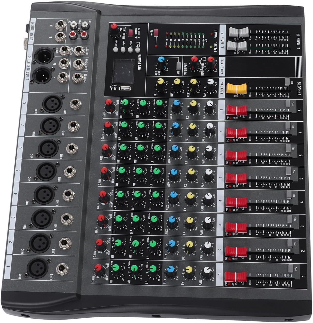 8 Channel Portable Audio 8 Channel Professional Sound Mixer, 8 Sound Mixer Detector Debugger Board with AC100‑240V