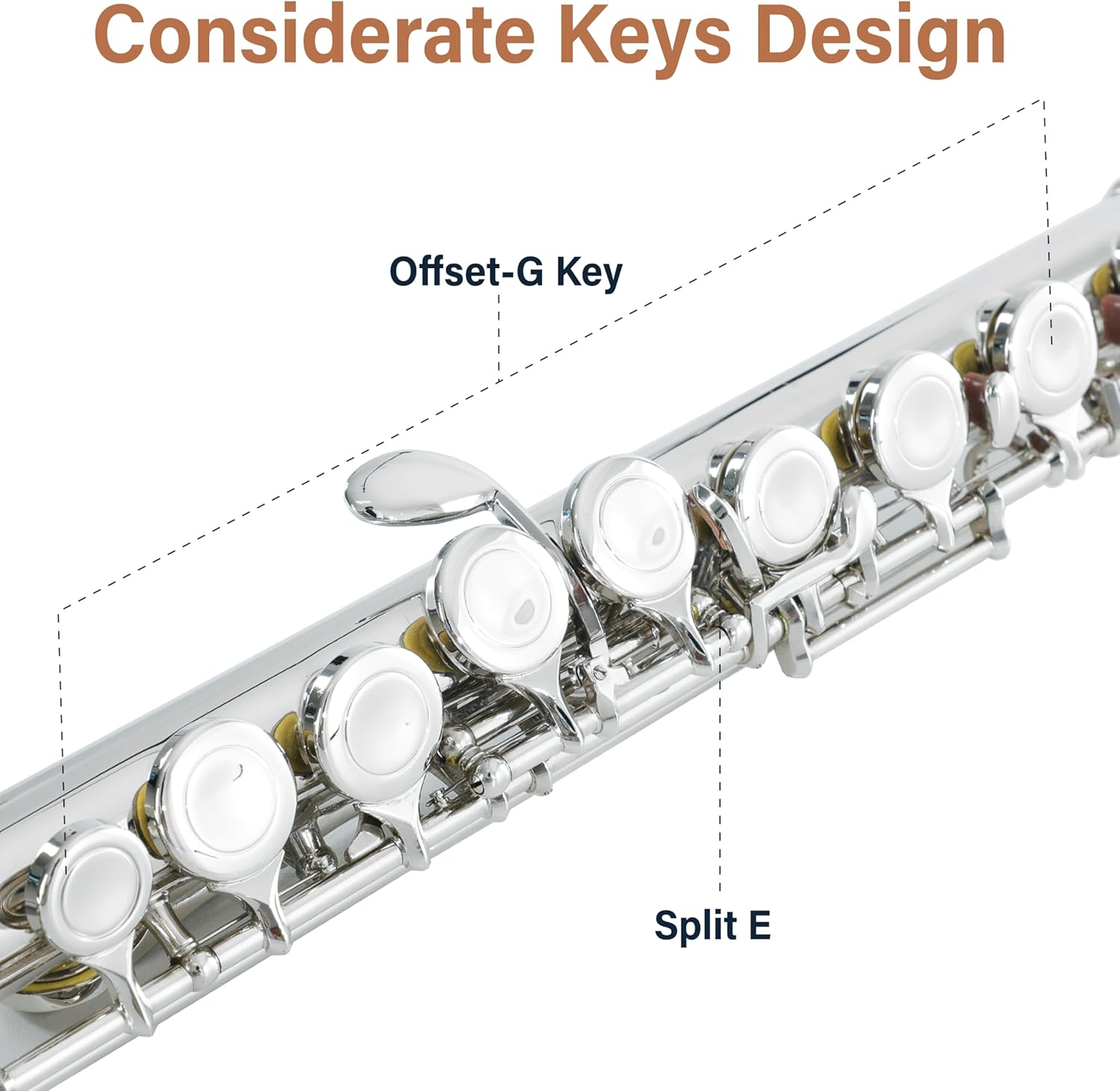 Cecilio Closed Hole C Flute - Musical Instrument, Beginner/Intermediate Flute in Band & Orchestra, Nickel