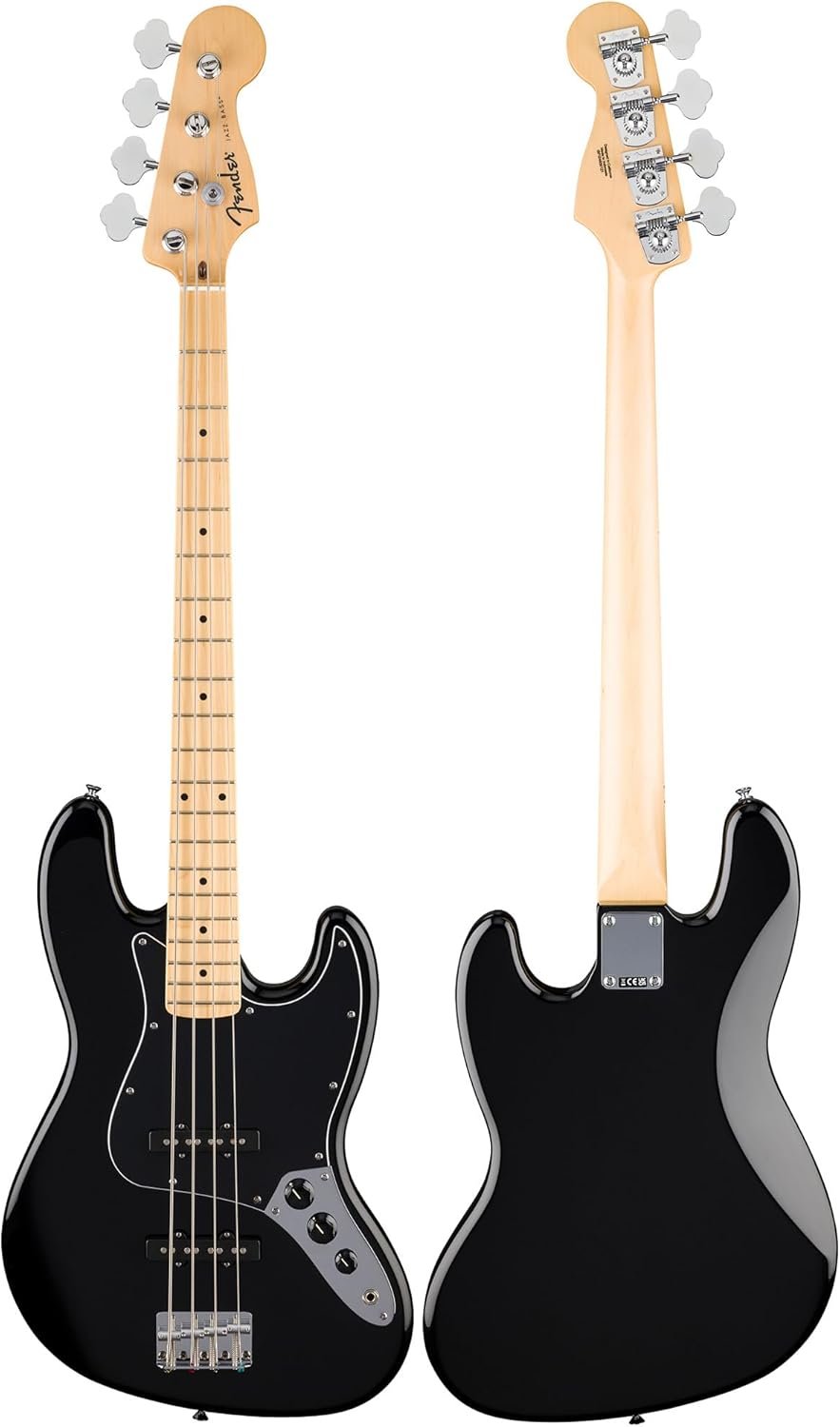 Fender Standard Jazz Bass - Black Bundle with Strap, Guitar Cleaning Kit and Austin Bazaar Instructional Video