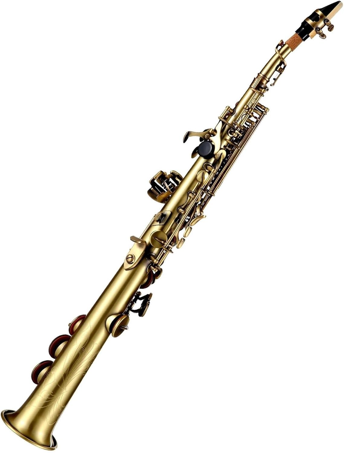 Professional Brass Straight Bb Treble Saxophone Nickel Plated Sax Woodwind Instrument Carve Pattern Case Mouthpiece Reed