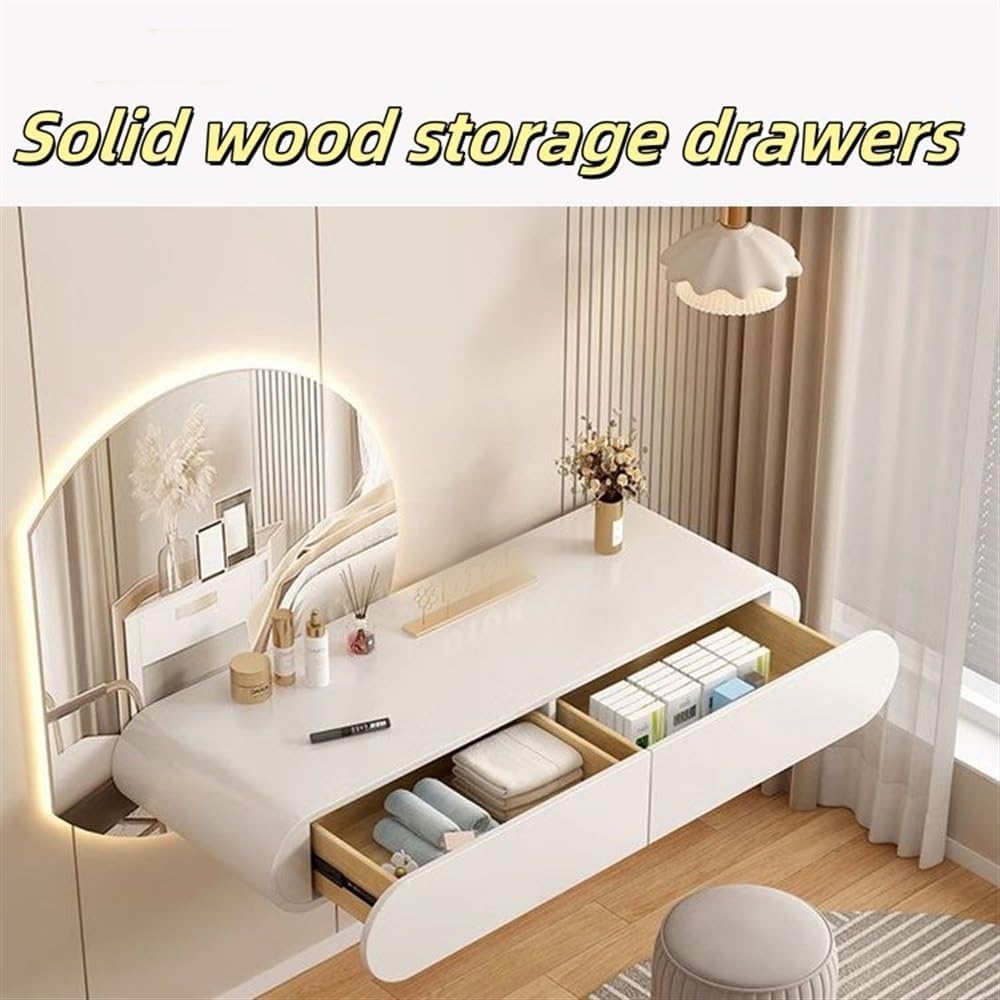 Floating Vanity Makeup Table with Drawers, Wall Mounted Makeup Vanity, Floating Desk, Space-Saving Corner Vanity Desk, Floating Dressing Table, Wall Vanity for Small Spaces,L