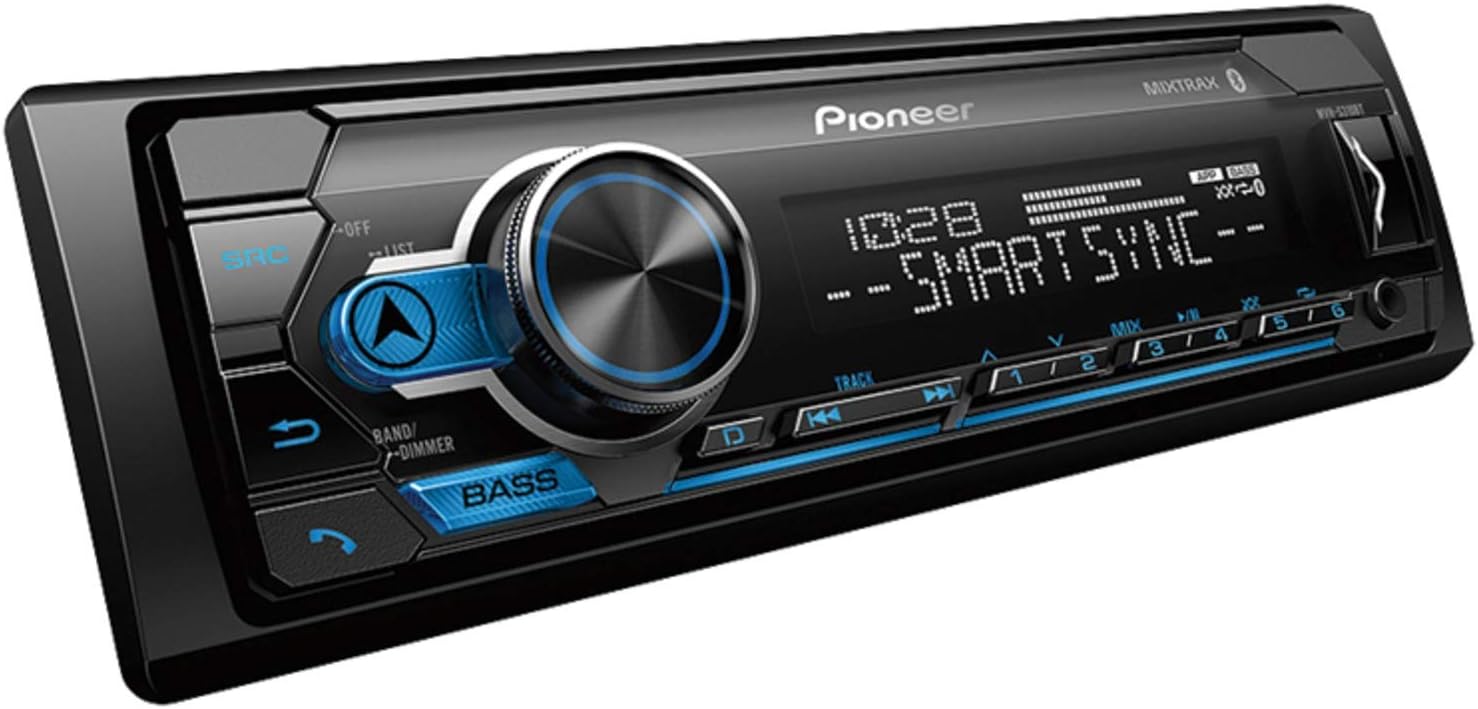 Pioneer MVH-S310BT Single Din Built-In Bluetooth, MIXTRAX, USB, Auxiliary, Pandora, Spotify, iPhone, Android and Smart Sync App Compatibility Car Digital Media Receiver