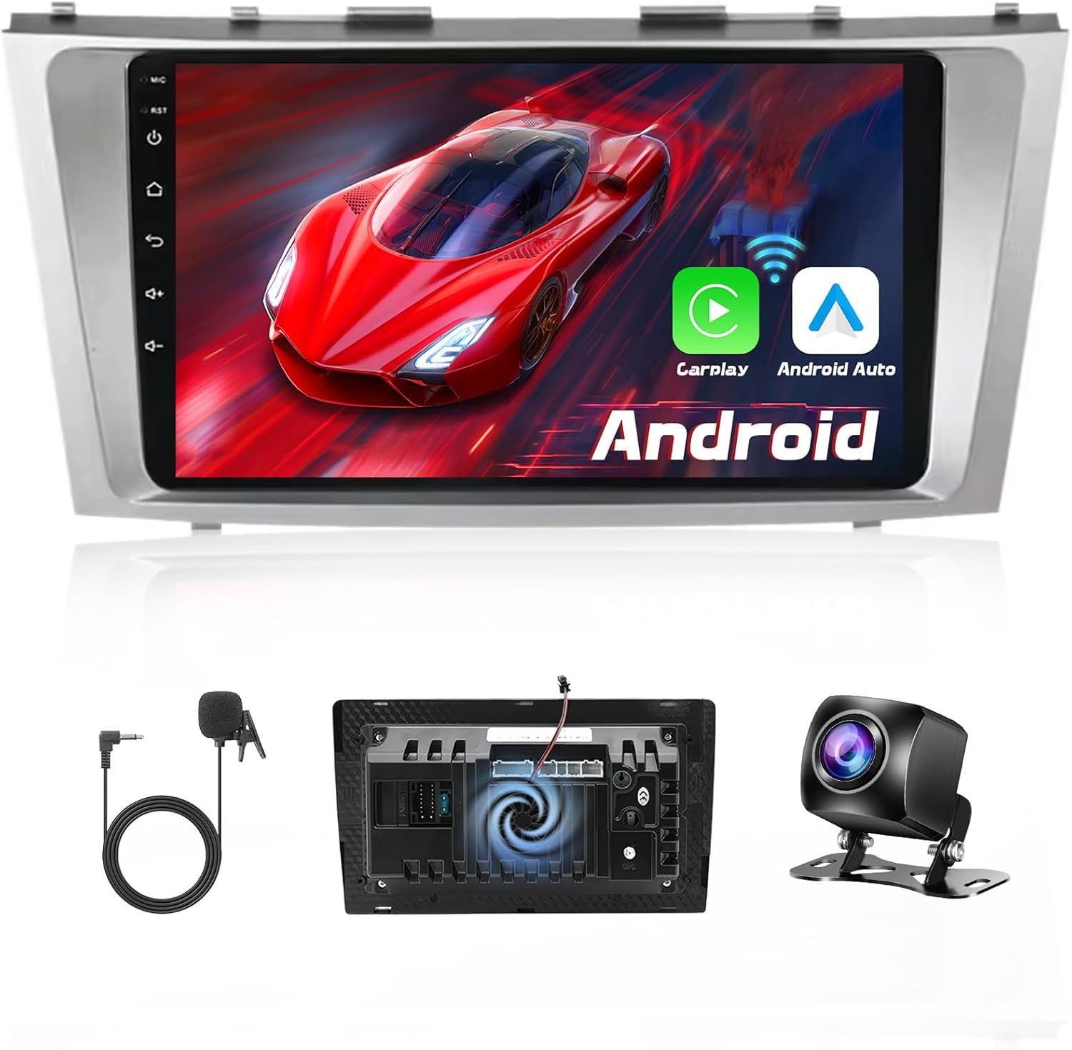 【Heat Dissipation】 2+64G Android Car Radio Stereo for Toyota Camry 2006-2011 with Wireless Carplay Android Auto, 9 Inch IPS Touch Screen, GPS WiFi Bluetooth HD Backup Camera