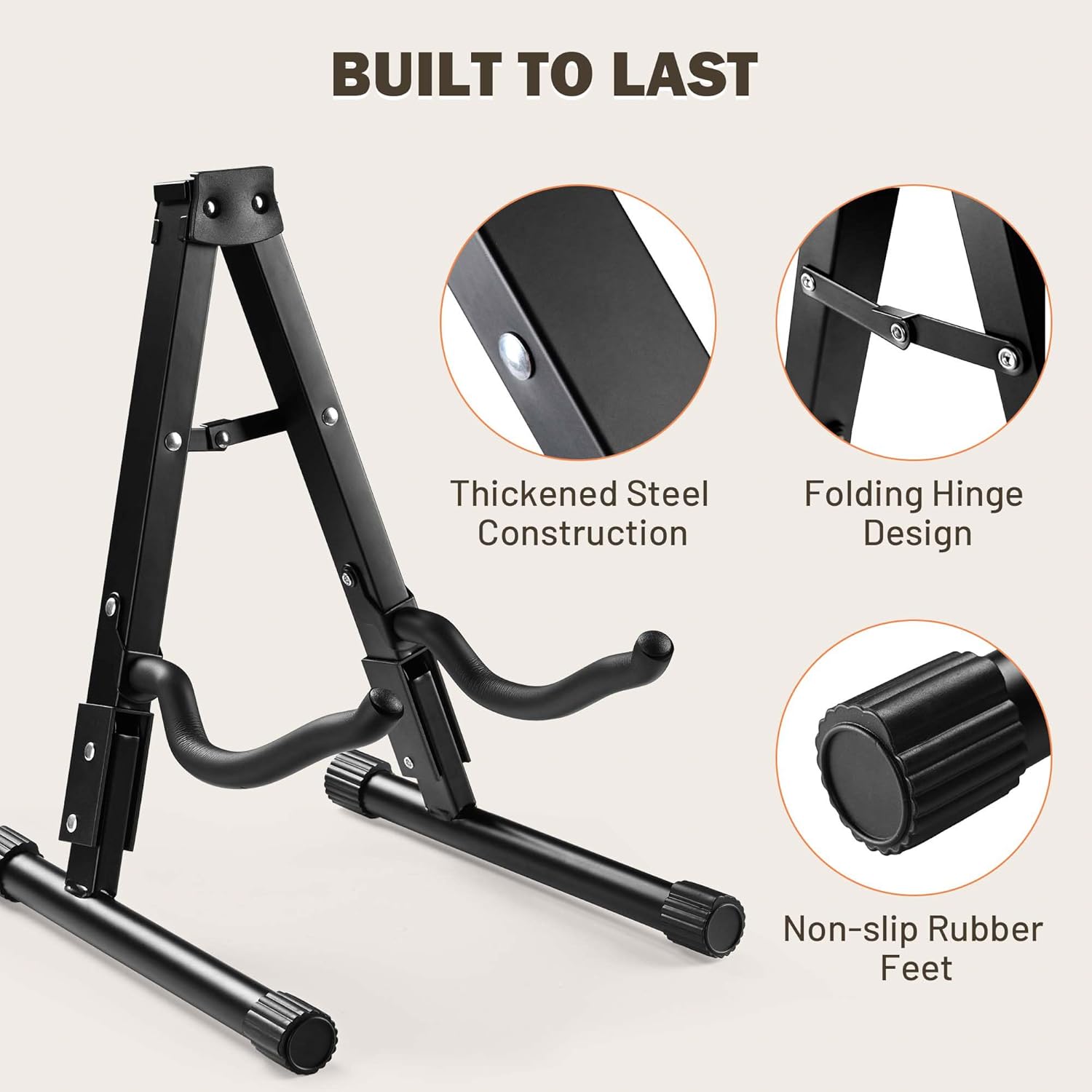 AW Electric Bass Guitar Hard Case Wooden Hard-Shell with A-Frame Folding Guitar Floor Stand