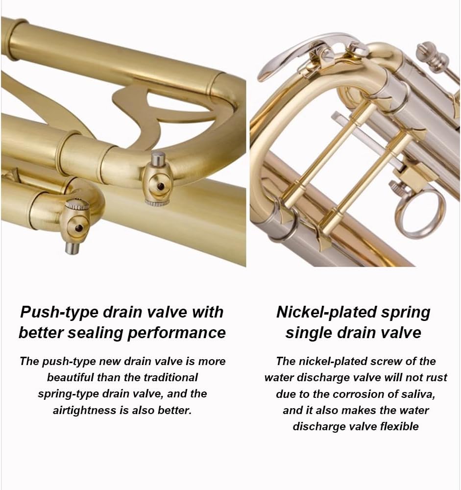 B Flat Lacquered Gold Trumpet, Western Wind Instruments, Band Chorus Festival Celebration Instruments, Suitable for Beginners/Teaching/Adults