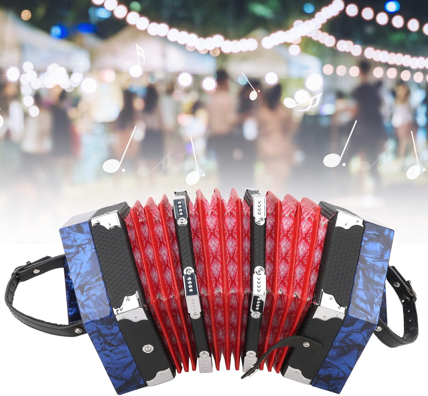 Concertina Accordion Portable, Professional Musical Instrument, Royal Blue - Ergonomic Design, Adjustable Strap, Ideal for Beginners and Adults (Royal Blue)