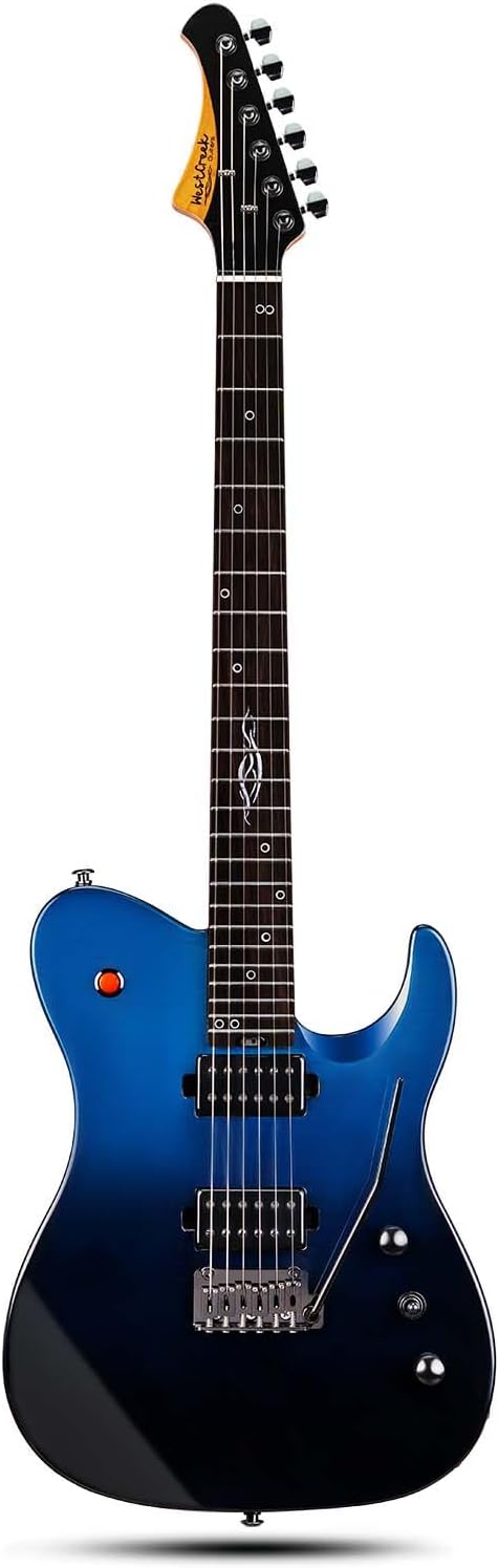 WestCreek Helyx Electric Guitar, Mahogany Body, Stainless Steel Frets, Roasted Maple Neck, Rosewood Fretboard, Bone Nut, 24 Frets (Ocean Vortex)