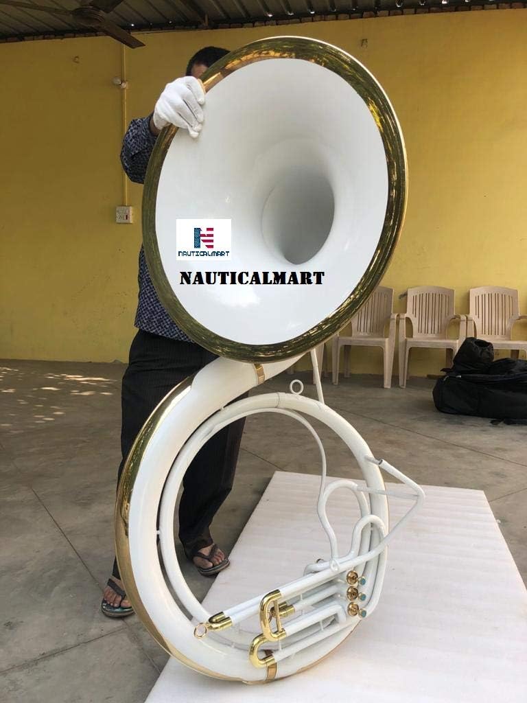 Brass Sousaphone Bb Big Bell Tubas | White Brass Includes Carry Bag & Mouthpiece | Handmade Musical Instrument Gift For Marching Bands