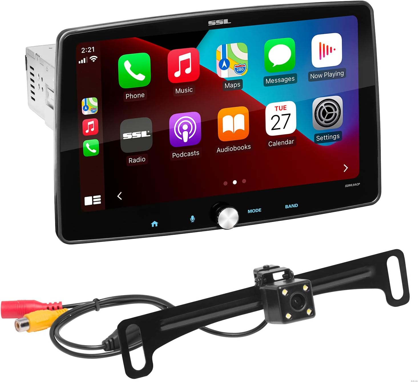 Sound Storm Laboratories SDML9ACPR Car Audio Stereo - Apple CarPlay, Android Auto, 9 Inch Single Din, Touchscreen, Bluetooth Head Unit, No CD DVD Player, Backup Camera, Radio Receiver