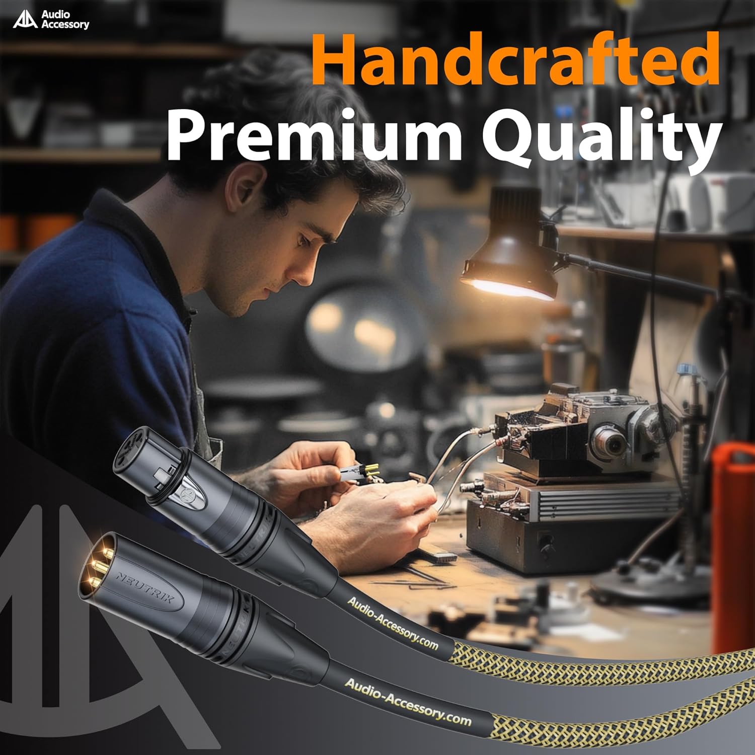 Gold Series Star Quad XLR Cables 2 Pack (10ft+15ft), Neutrik Connectors, 19AWG Microphone Cable, Kevlar-Reinforced Nylon Braided Handmade Mic Cable, 100% Coverage OFC Braid and Al-Foil Shielding