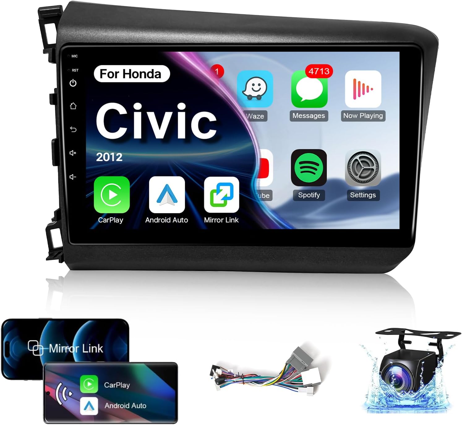 Leadfan Car Play Radio for Honda Civic 2012, 9