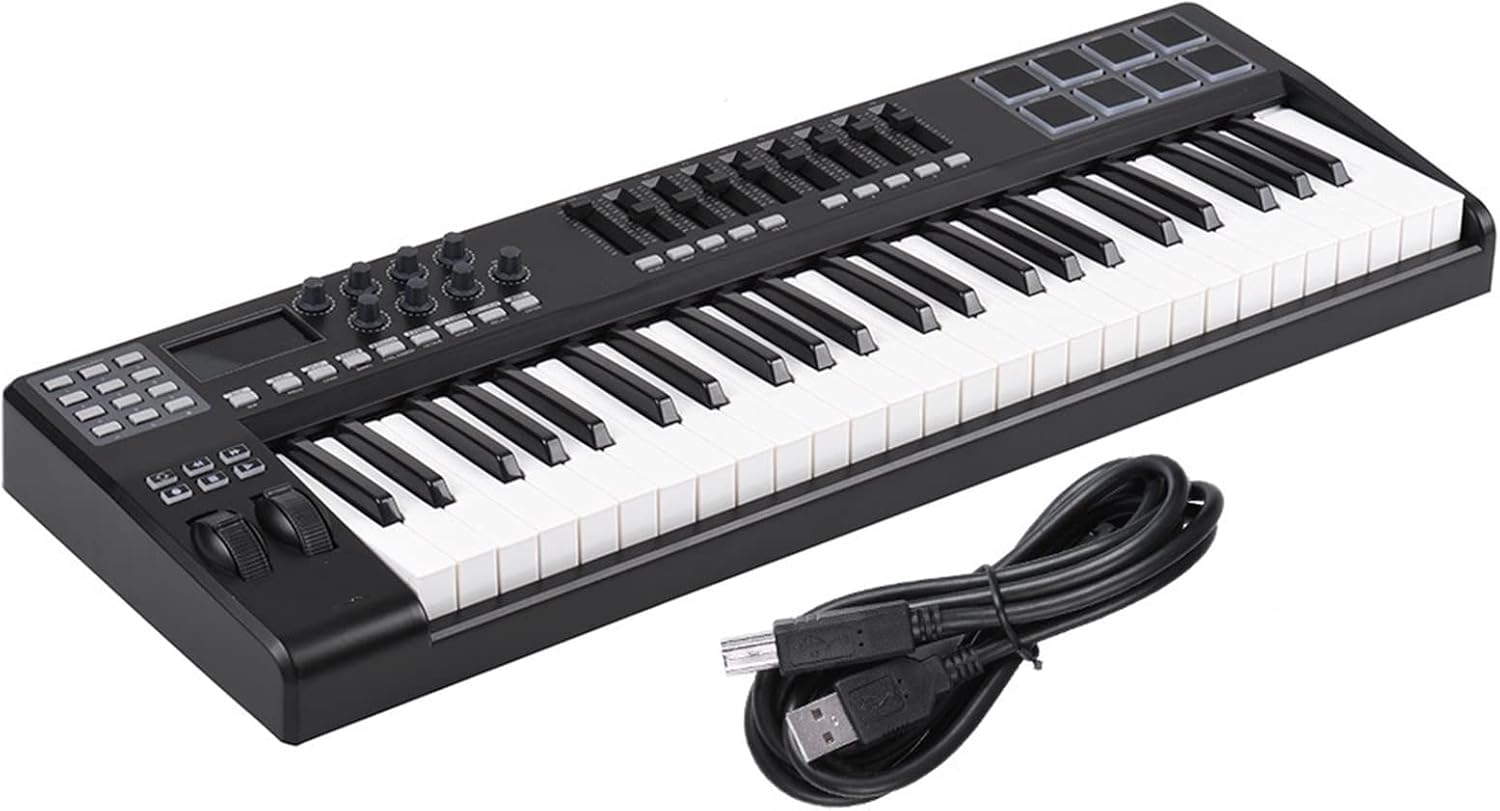 Keyboard Piano 49 Portable 49-Key USB MIDI Keyboard Controller 8 RGB Colorful Backlit Trigger Pads MIDI Keyboard