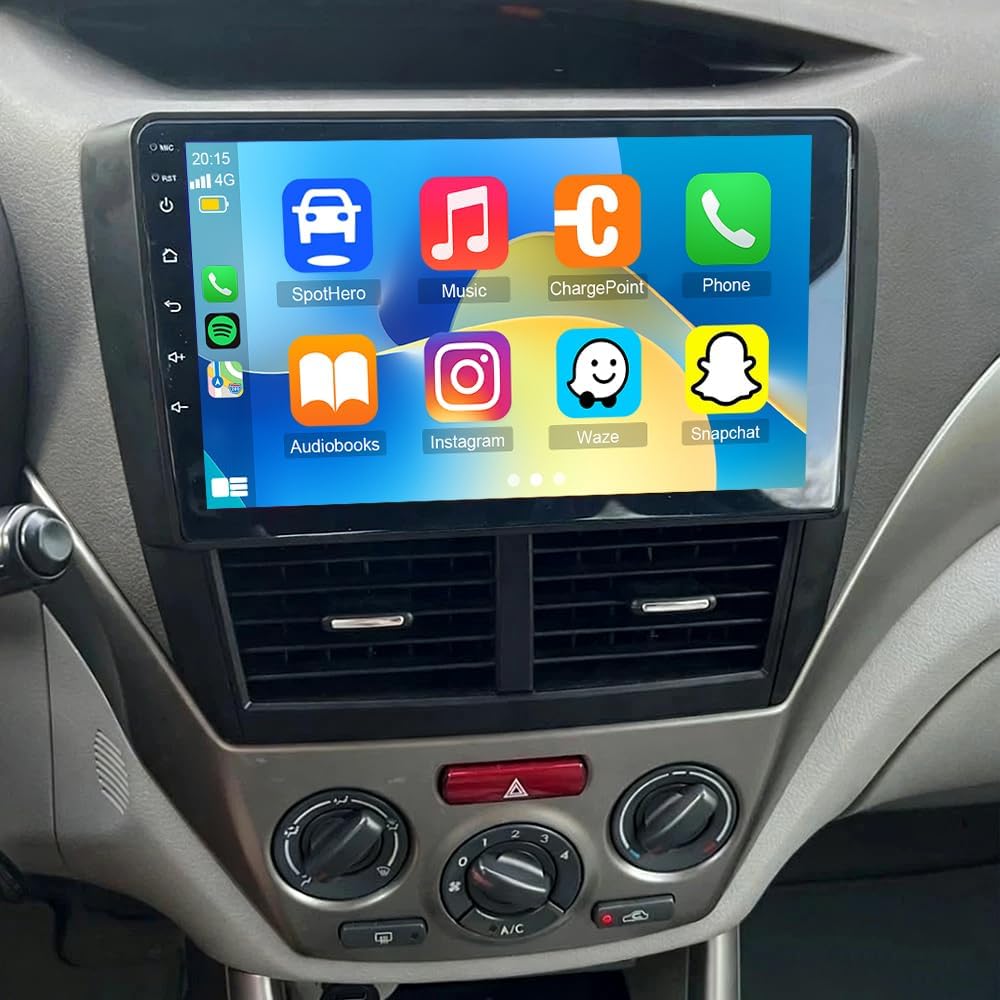 2G+64G Car Radio for Subaru Forester WRX Impreza 2008-2012 with Wireless Carplay Android Auto,9 in HD Touchscreen Android 15 Car Radio Stereo with Backup Camera Bluetooth AM/FM/RDS Wi-Fi GPS