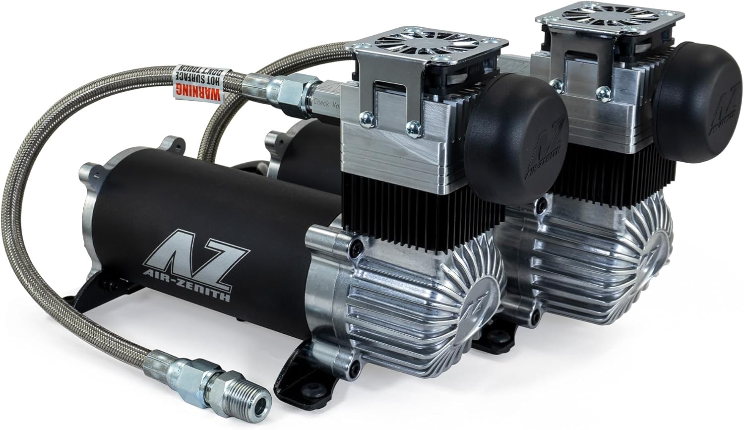 Dual Black & Silver 200 PSI Air Zenith OB3 Air Compressors | 9 CFM | 12 Volt | 100% Duty Cycle