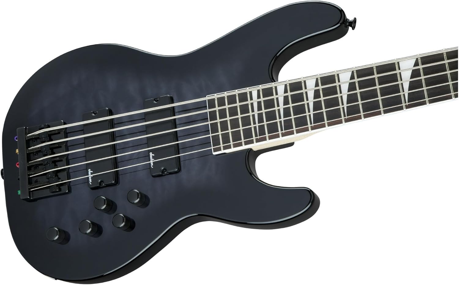 Jackson JS Series Concert Bass JS3VQ 5-String Electric Guitar (Right-Handed, Black Burst) Bundle with Polyester Protective Hardshell Gig Bag with Zipper Pocket (Black), and Steel Strings (3 Items)