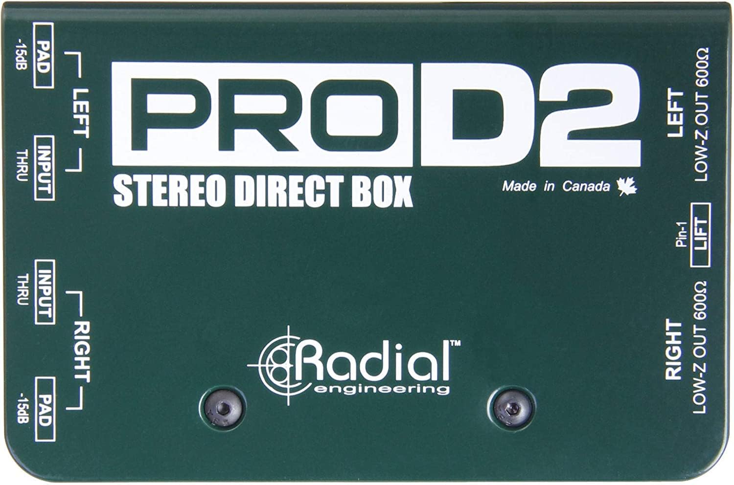 Radial DI Box PROD2 Passive Stereo DI Box Bundle with 10ft Pig Hog XLR Microphone Cord & Polishing Cloth - Hum Eliminator DI Boxes for Instruments, Passive Box Made for Keyboards, Guitar, Bass DI