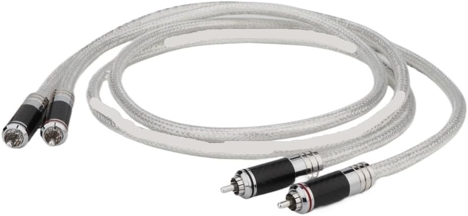 Pair 4N Pure Silver R/CA Cable Carbon Fiber XLR to R/CA Cable Interconnect Audio Cable PSS Pure Silver Core Silver-Plated Plug(RCA to RCA,1m)