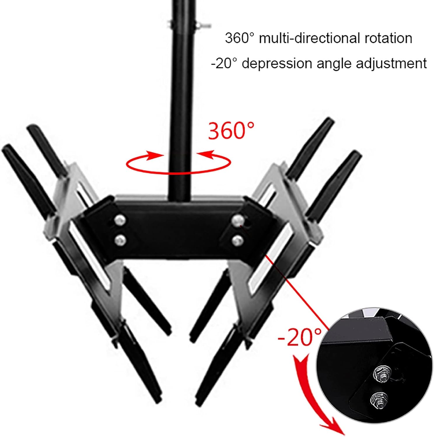 tv Wall Mount' TV Stand Sided Ceiling TV Mount Bracket, Adjustable Tilt Swivel TV Ceiling Mount, Fits Most 32-65inch LED Screen Display, Holds Two Screen Wall Mount tv Bracket
