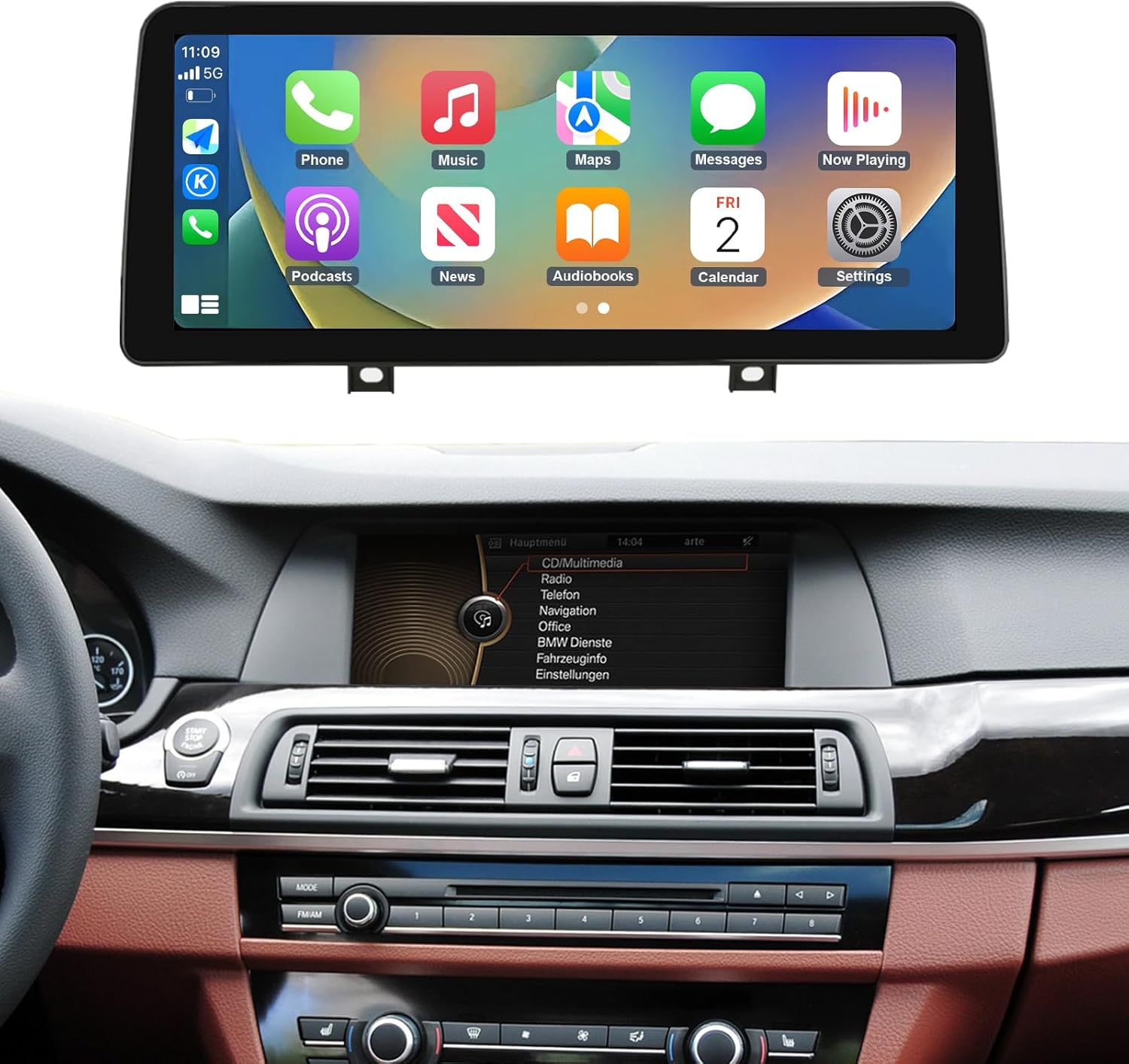 NINETOM 12.3 inch Touchscreen Wireless CarPlay Android Auto Multimedia Car Radio Receiver Compatible with BMW 5 Series with CIC System, F10/F11(2010-2012)