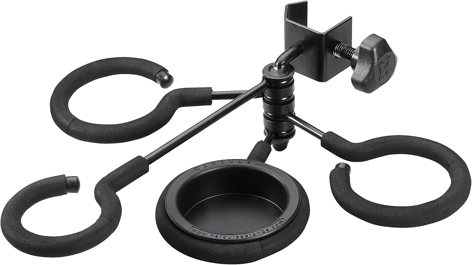 Hercules DS513BB Trumpet Cornet Flugelhorn Stand, Black & HA100 Mute Holder for 4 Mutes