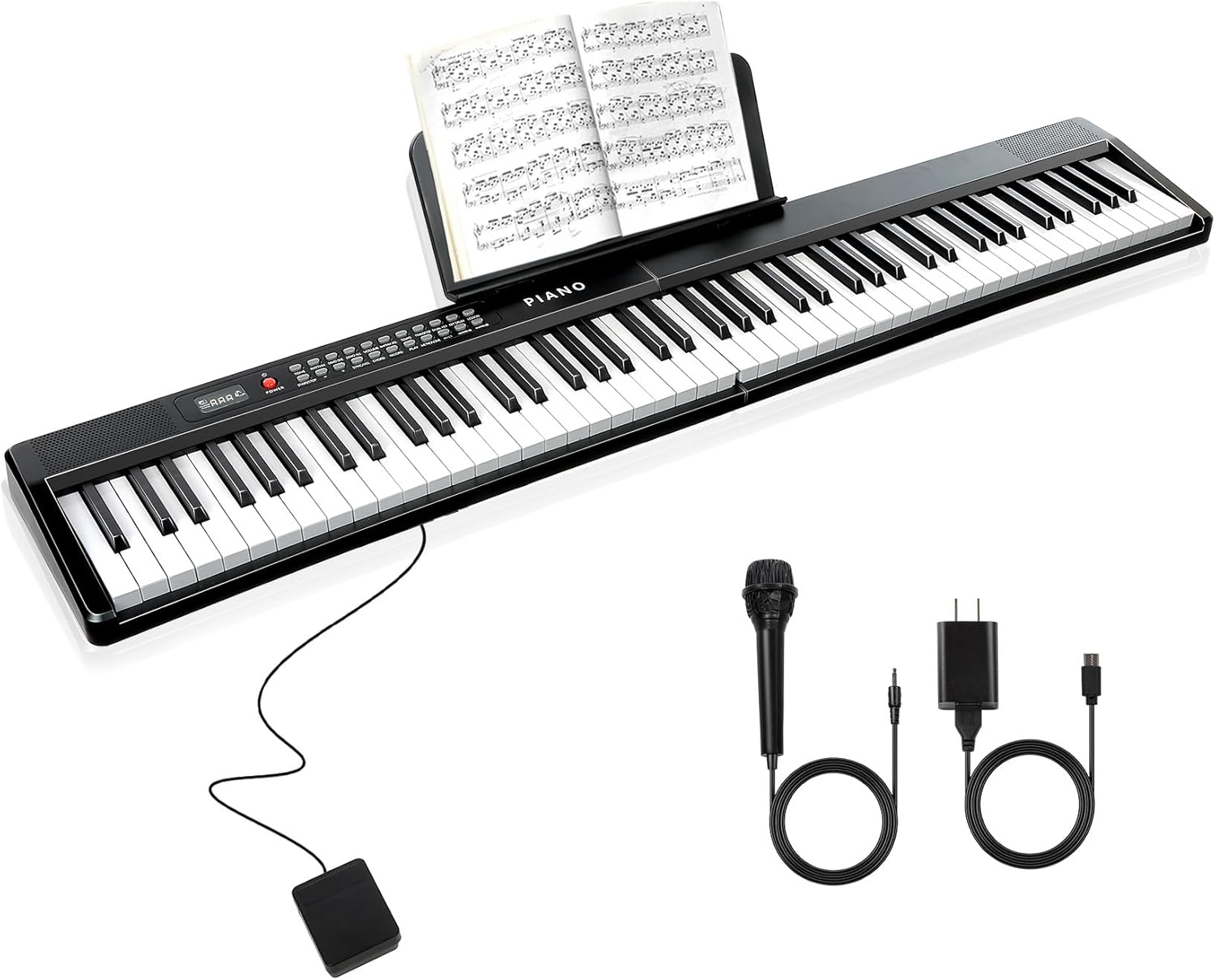 88 Key SEMI-Weighted Keyboard Piano For Beginners w/MIDI, Bluetooth, 1000 Tones/Rhythms, 150 Demos, Sustain Pedal, Metronome, Sync, Chord, Dual Key, Key Drum, Teaching Mode, Corded Electric