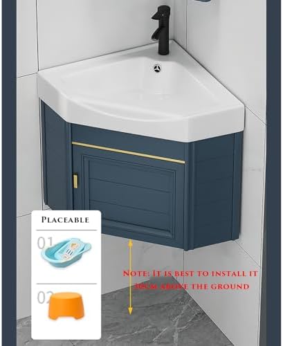 Corner Bathroom Vanity Sink Set with Wall-Mount Mirror Cabinet, Ceramic Sink for Restaurant, Bar, Cafe – Space-Saving Design, Stylish & Functional