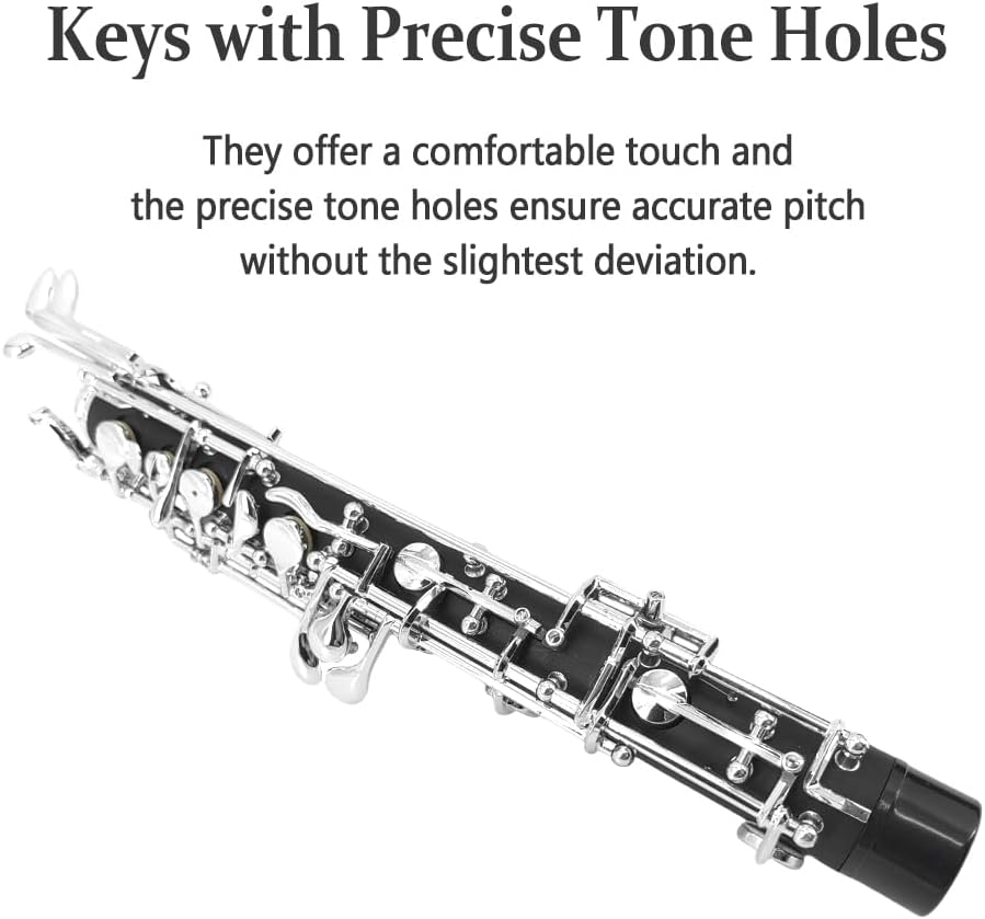 Yinfente Professional Oboe Ebonite/Rosewood C Key Left F Resonance Full Automatic Woodwind Instrument With Oboe Reed&Gloves&Leather Case+ Carry Bag&Cleaning Cloth&Cap Cork&Grease&Screwdriver