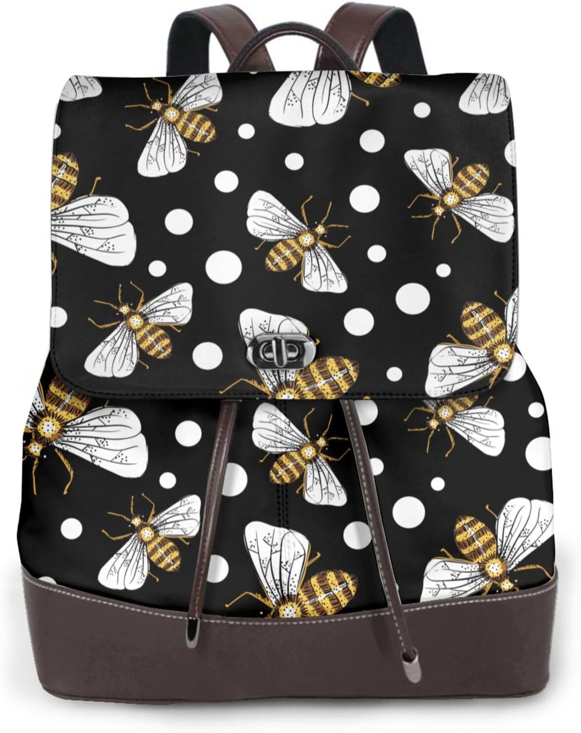 Honey Bees at Night for Womens Backpack Purse Microfiber PU Anti-theft Large Fashion Designer Travel Bag Ladies Shoulder Bags