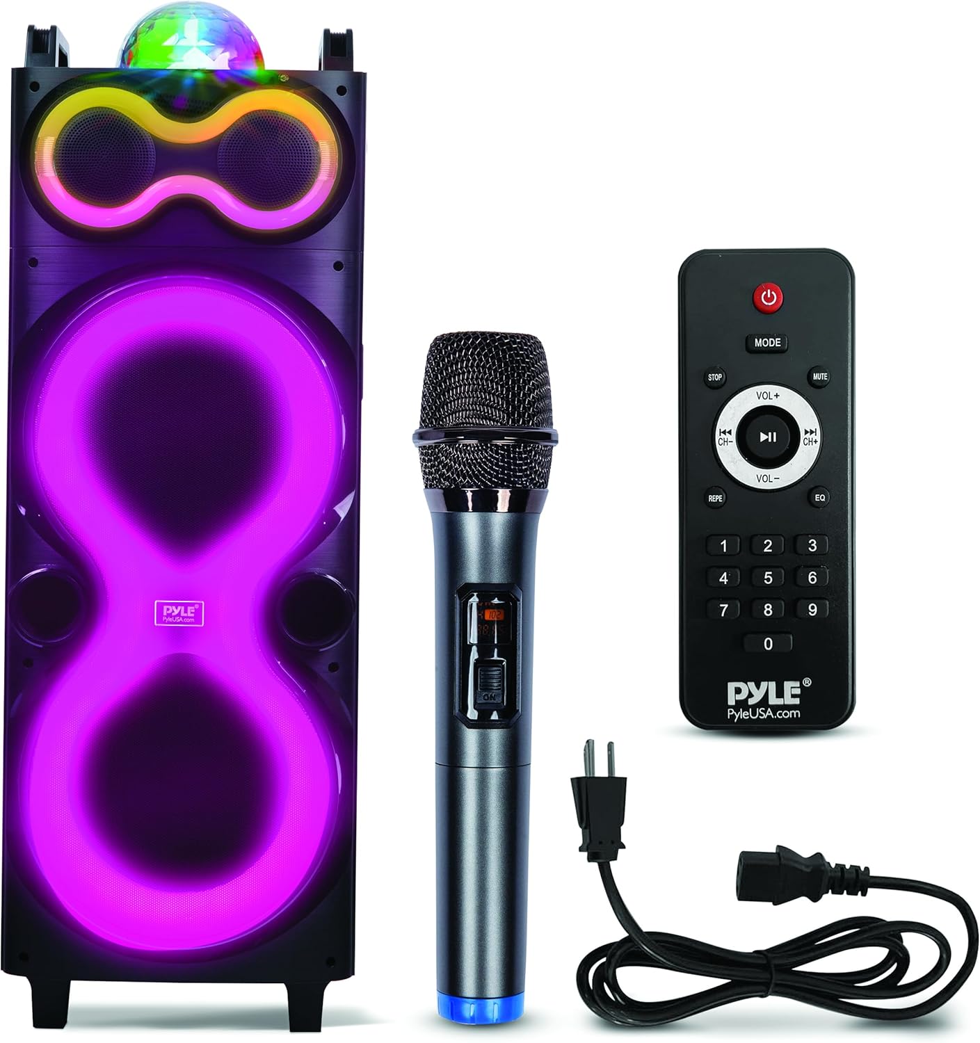 Pyle Bluetooth Speaker System with Wireless Mic, 240W PA and Karaoke Machine, Dual 10