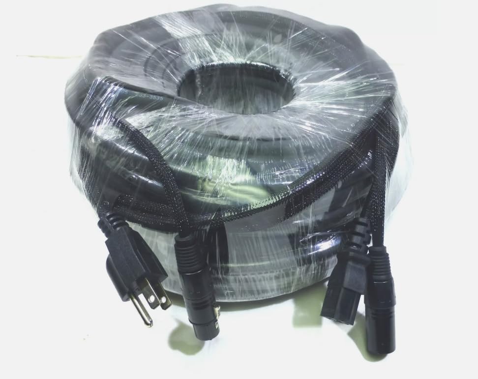 LASE 100 Ft Siamese Cable AC Power & XLR NEUTRIK Audio Cable for Power Speakers