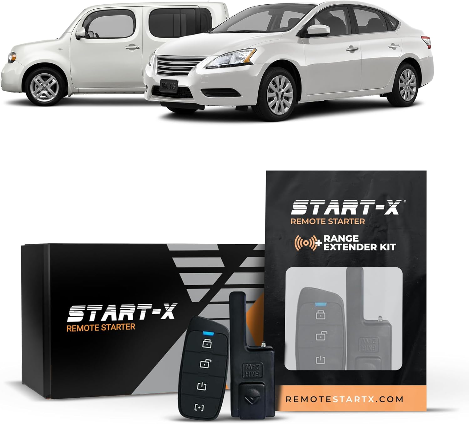 Start-X Remote Starter Kit + 3000ft 2 Way Range Extender for Nissan Sentra (2013-19), Versa (2012-19), Cube (2009-14), and Versa Note (2014-19) Vehicles with Immobilizer and Key Ignition