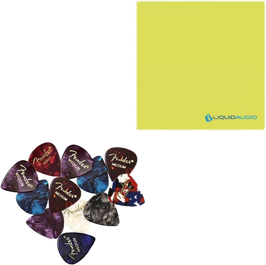 DiMarzio DP155FBK Black - The Tone Zone F-Spaced Humbucker Pickup Bundle w/ 12x Fender Guitar Picks and Liquid Audio Polishing Cloth