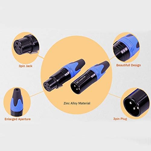 Davitu Electrical Equipments Supplies - 100pcs/50sets 50PCS 3 Pin XLR Female Jack + 50pcs Male Plug Professional 3 Pole XLR Socket Plug Microphone Connector s - (Color: Blue)