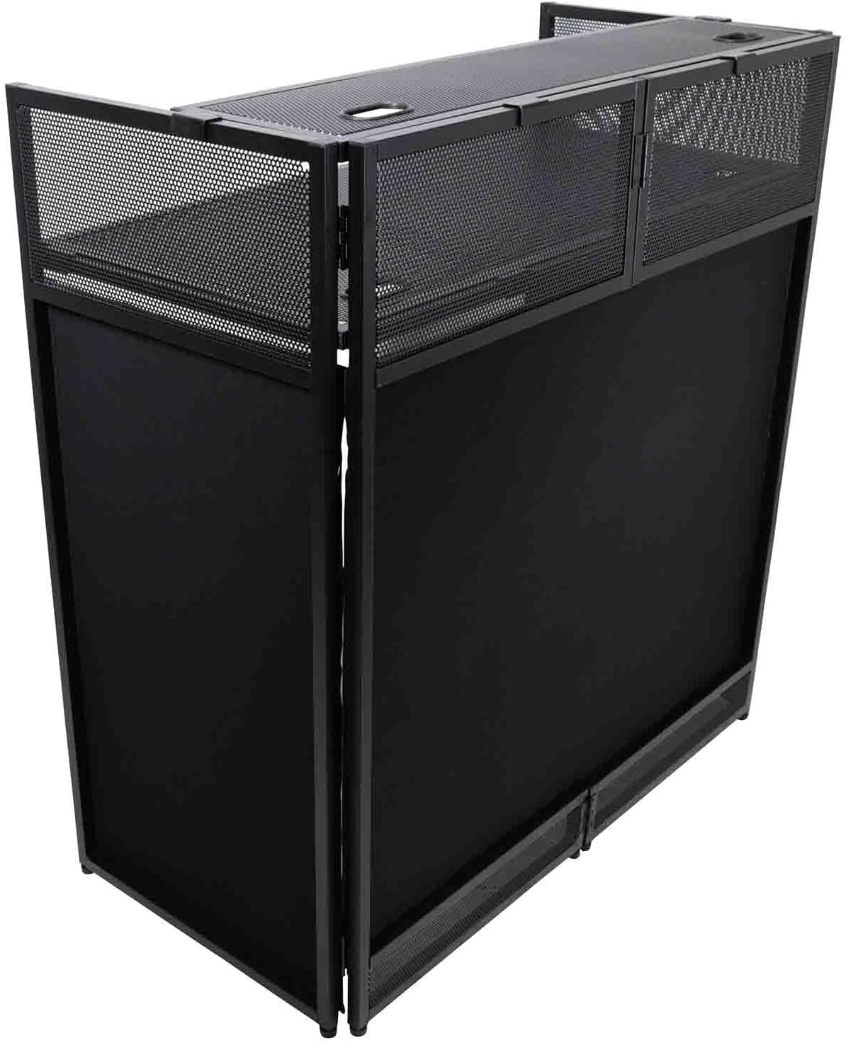 XF-VISTA BL MK2 VISTA VISTA DJ Booth Facade Table Station with White/Black Scrim kit and Padded Travel Bag | Black Hardware