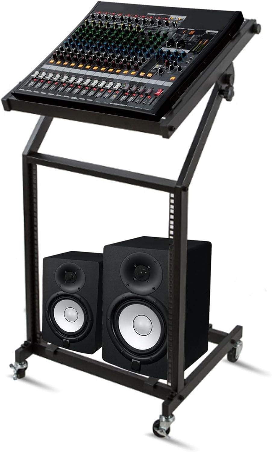 Dj Mixer Stand, Adjustable Audio Mixer Stand, Audio Stand with Wheels for Music Studio Booth Recording Cabinet Stage Equipment