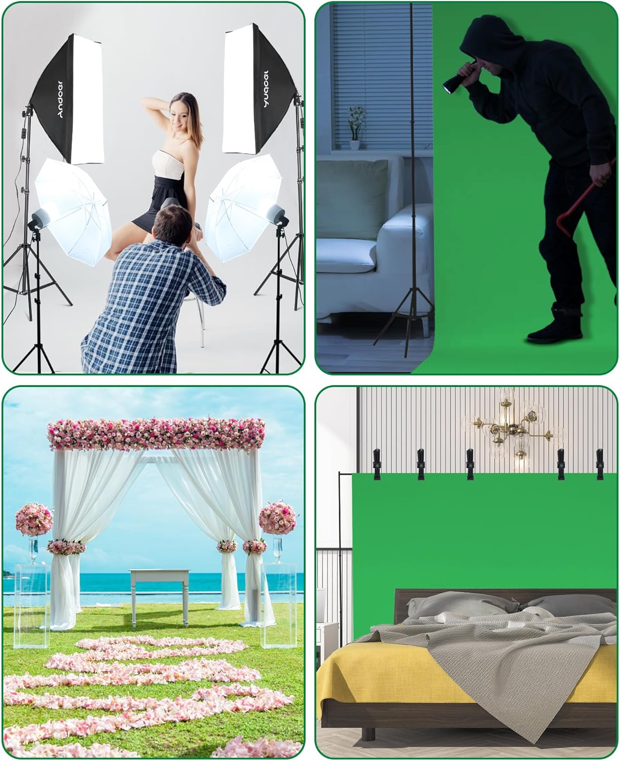 Andoer Professional Softbox Photography Studio Lighting Kit with 3 Color Backdrops, 6.5*10ft Backdrop Stands, Photography Umbrellas for Product Photography Portrait Video Shooting and Live Streaming