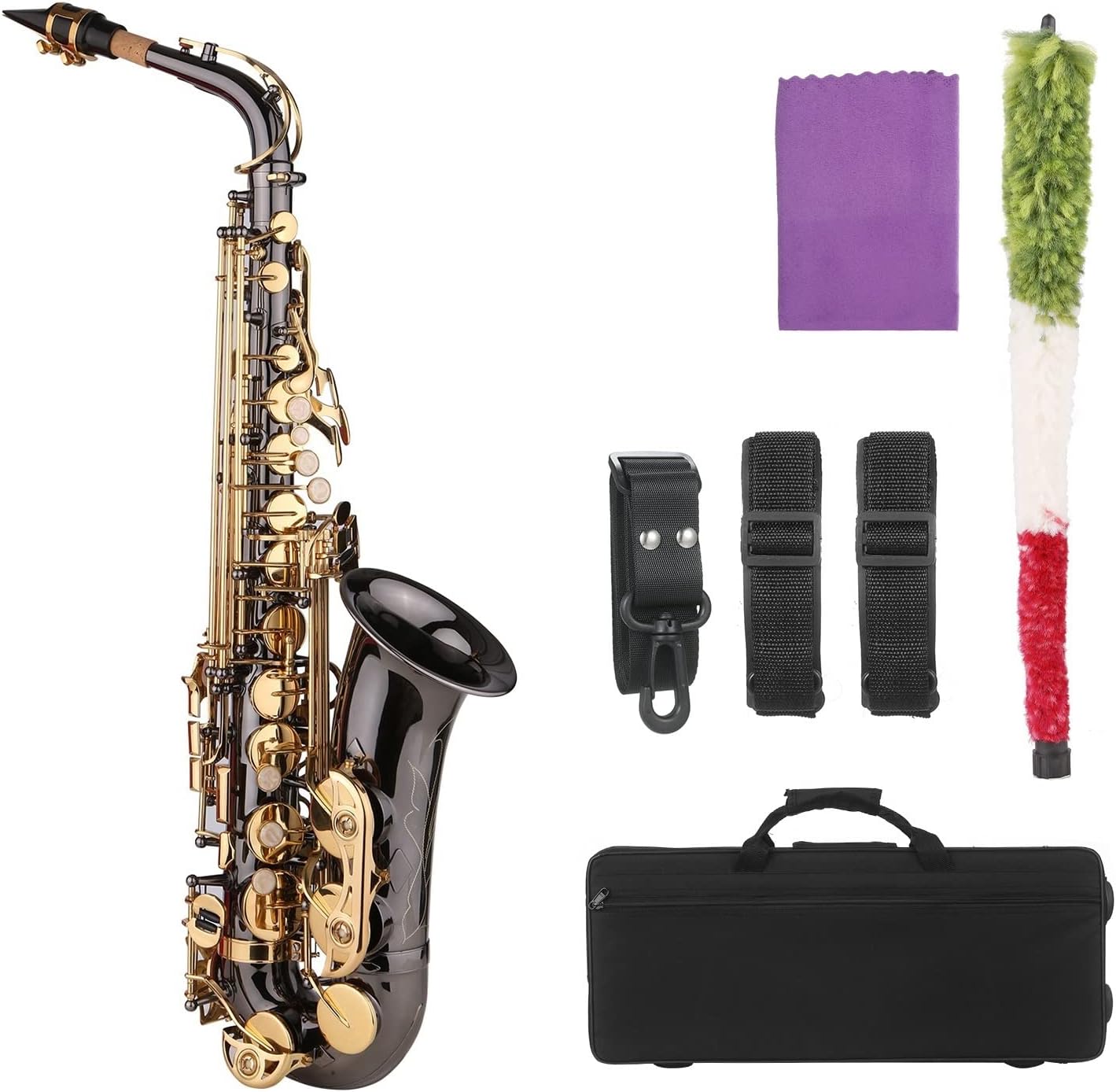 E-Flat Saxophone Brass Lacquer Gold EB Alto Nickel-Plated Brass Body Woodwind Instrument