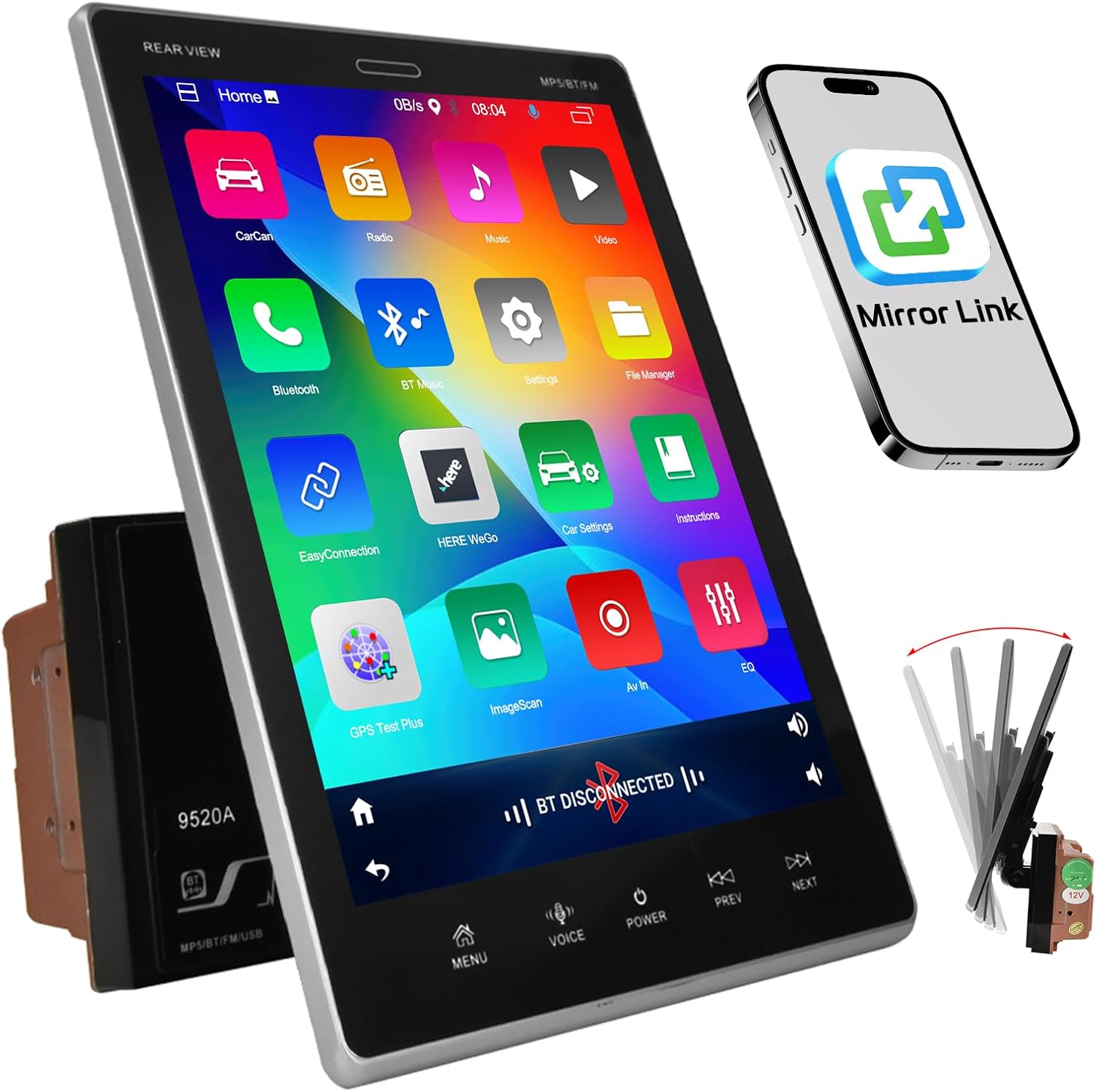 Podofo Double Din Android Car Stereo 9.5 Inch Vertical Touchscreen 2+32G Car Auto Radio with AHD Backup Camera Audio Receivers with GPS Navigation WiFi FM/RDS Radio Split Screen Dual USB/AUX Mic