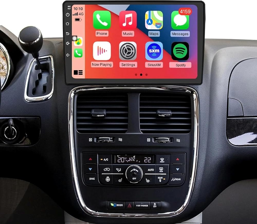 10 Inch Double Din Car Stereo with Wireless Carplay & Android Auto for Dodge Journey 2009-2010 Navi Radio Head Unit with Touch Screen Bluetooth FM/GPS/AHD Backup Camera 2+64G Radio 551