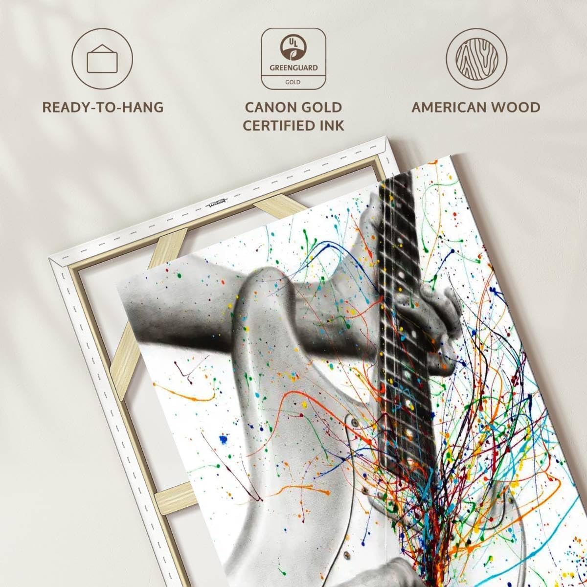 ElephantStock - The Guitar Solo Wall Art - Vertical Canvas Wall Art - Living Room Wall Decor - Painting Electric Guitar Canvas - Orange And White Decor by Ashvin Harrison - 30