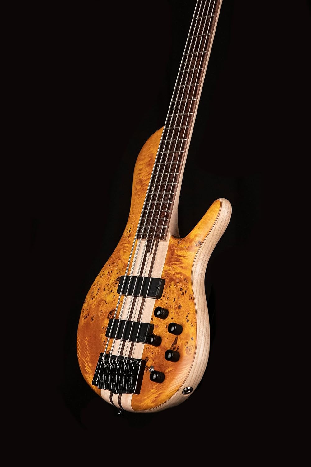 Cort Artisan Series A5 Plus 5 String Bass Guitar, Open Pore Amber (A5PLUSSCAOP)