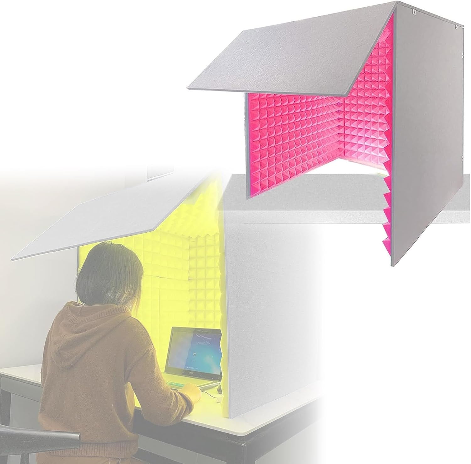 Portable Recording Studio, Microphone Foam Booth, Desktop Soundproof Enclosure, Suitable for Recording Studio, Singing Broadcast (Red)