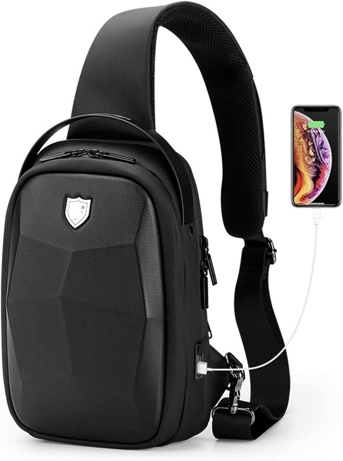 Creative men's crossbody bag waterproof, anti-theft, single shoulder multifunctional USB charging chest bag