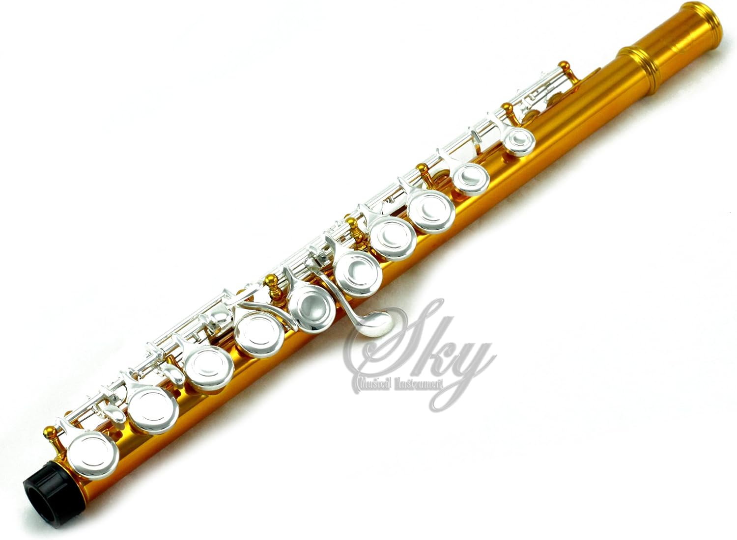 Sky C Flute with Lightweight Case, Cleaning Rod, Cloth, Joint Grease and Screw Driver - Yellow/Silver Closed Hole