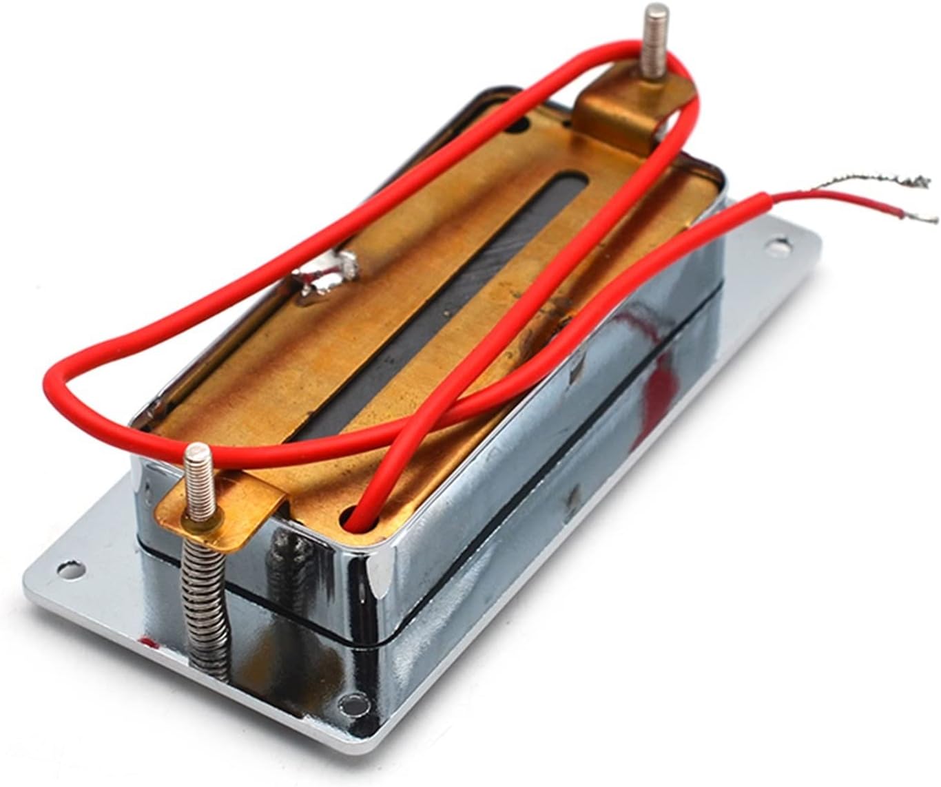 Humbucker Guitar Pickup Mini Style Two Line Sealed Electric Gutiar Bass Humbucker Pickup Neck/Bridge Pickup Chrome (Color : Neck and Bridge)