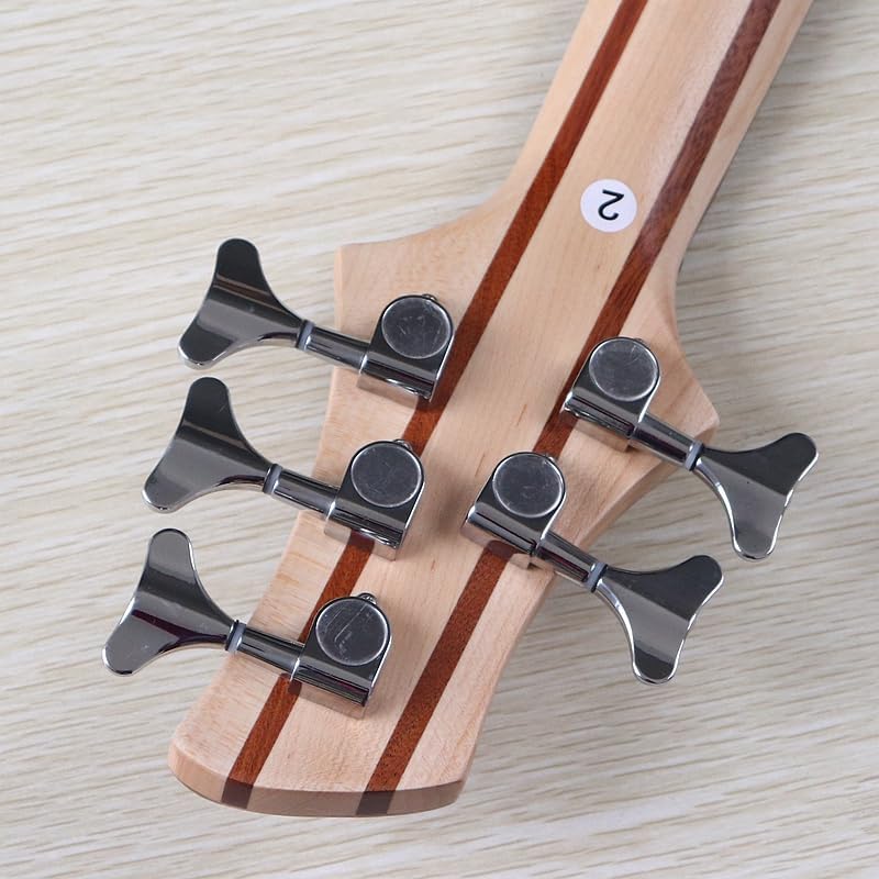 5-String Active Electric Bass Guitar, 43-Inch Full Size, Natural Matte Finish, Tree Burl Top,24-Fret