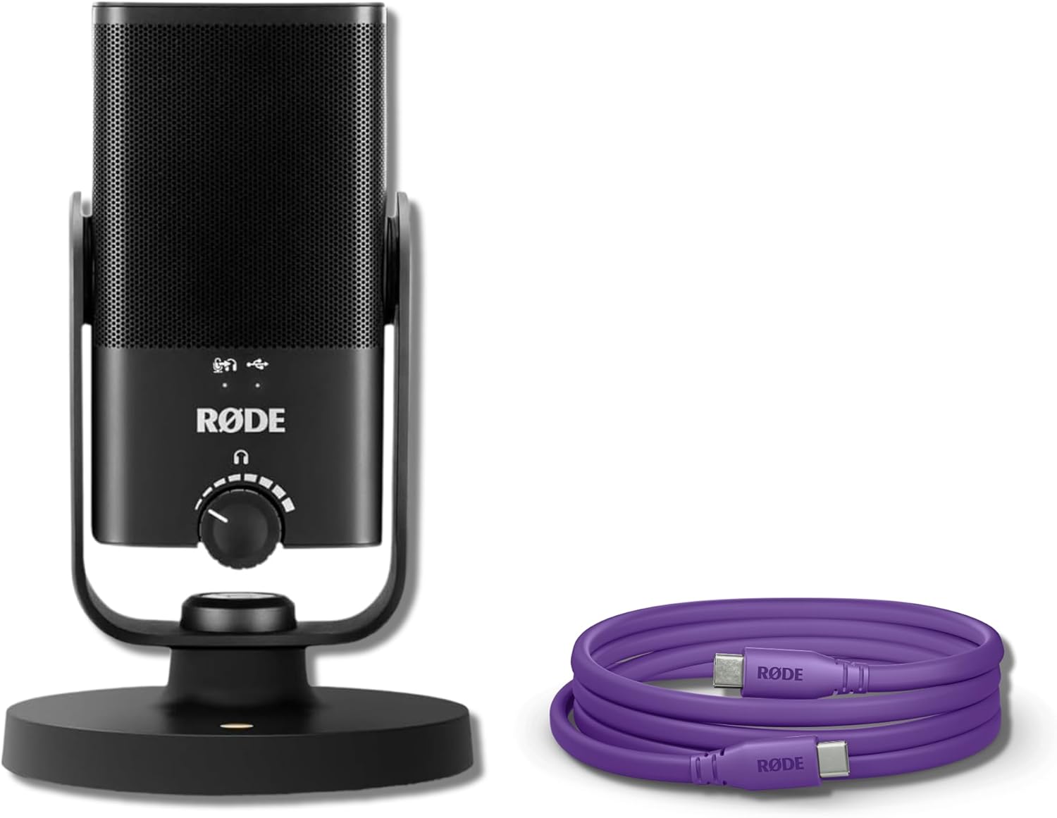 Rode NT-USB Mini USB Microphone for Podcasting, Streaming, Gaming and Vocal Recording with Rode SC17-Purple USB-C to USB-C Cable (5')