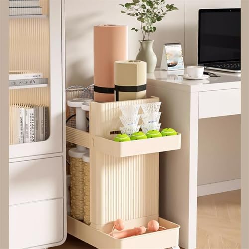 Yoga Mat Storage Basket, Home Yoga Mat Gym Storage Racks, Folding Yoga Mat Organizer with Wheels, Workout Equipment Corner Storage for Foam Roller,Yoga Strap,Resistance Bands